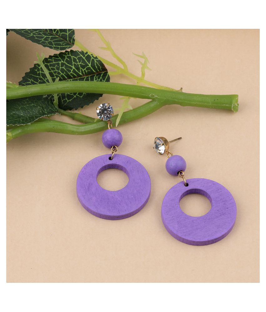     			SILVER SHINE Beautiful Party Wear Diamond Wooden Earring Perfect and Different Look For Women