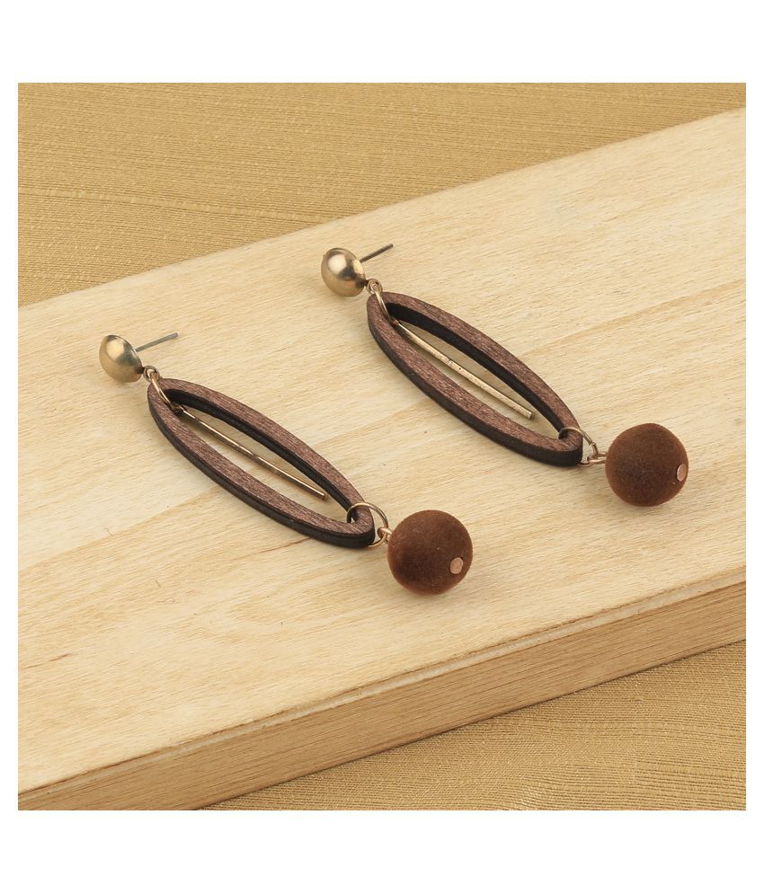     			SILVER SHINE Delicate Party Wear Wooden Dangles Earrings Perfect and Different Look for women girl.