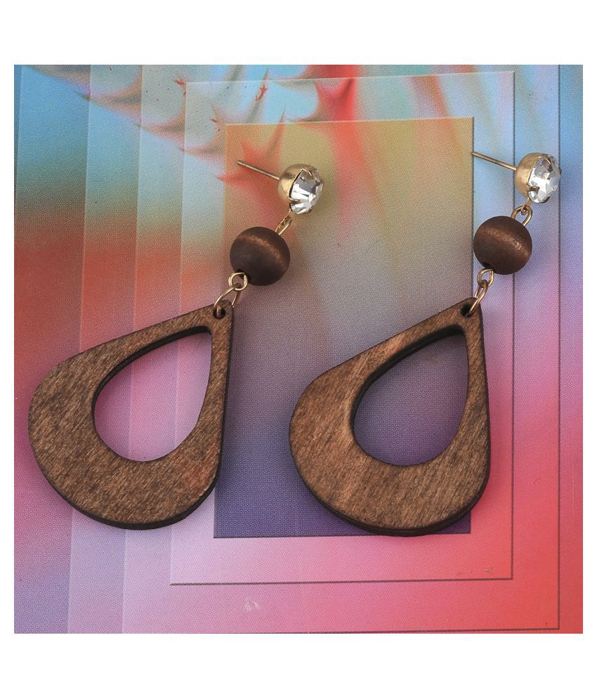     			SILVER SHINE Stylish Light Weight Diamond  Wooden Earrings For Girls and Women