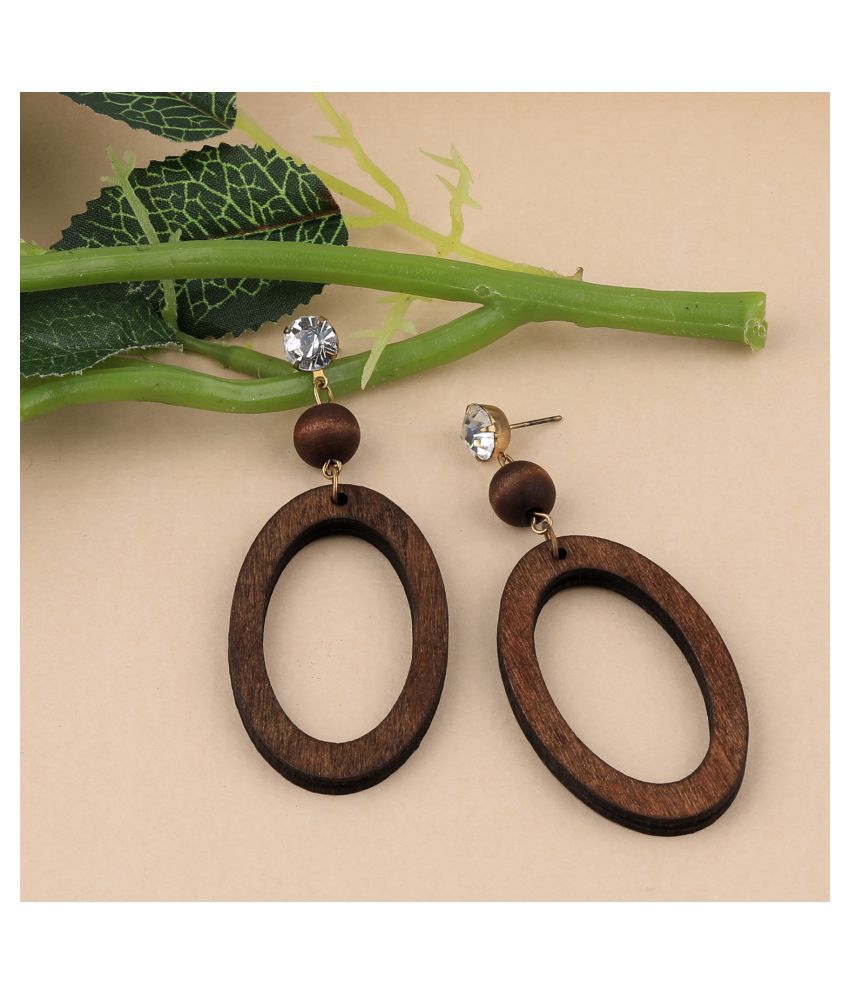     			SILVER SHINE Wonderful Attractive Diamond Wooden Light Weight  Earrings for Girls and Women.