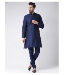 Hangup Navy Silk Blend Kurta Pyjama Set