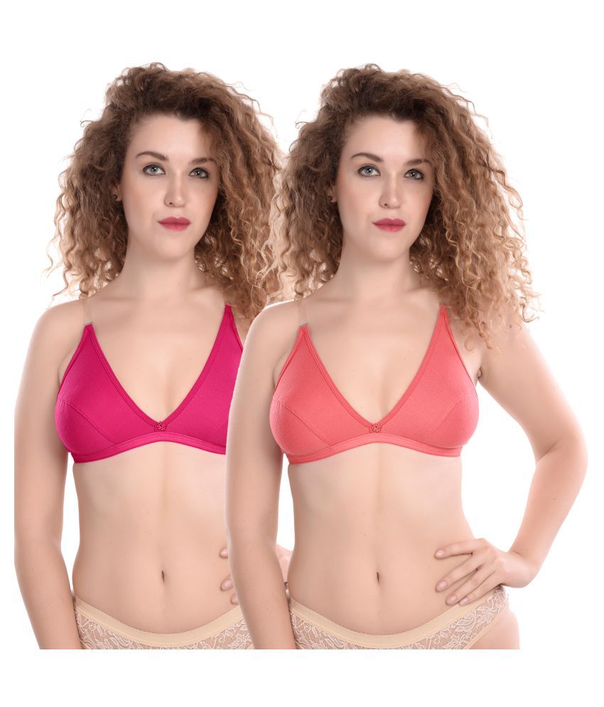     			Madam Pack of 2 Cotton Non Padded Women's T-Shirt Bra ( Multi Color )