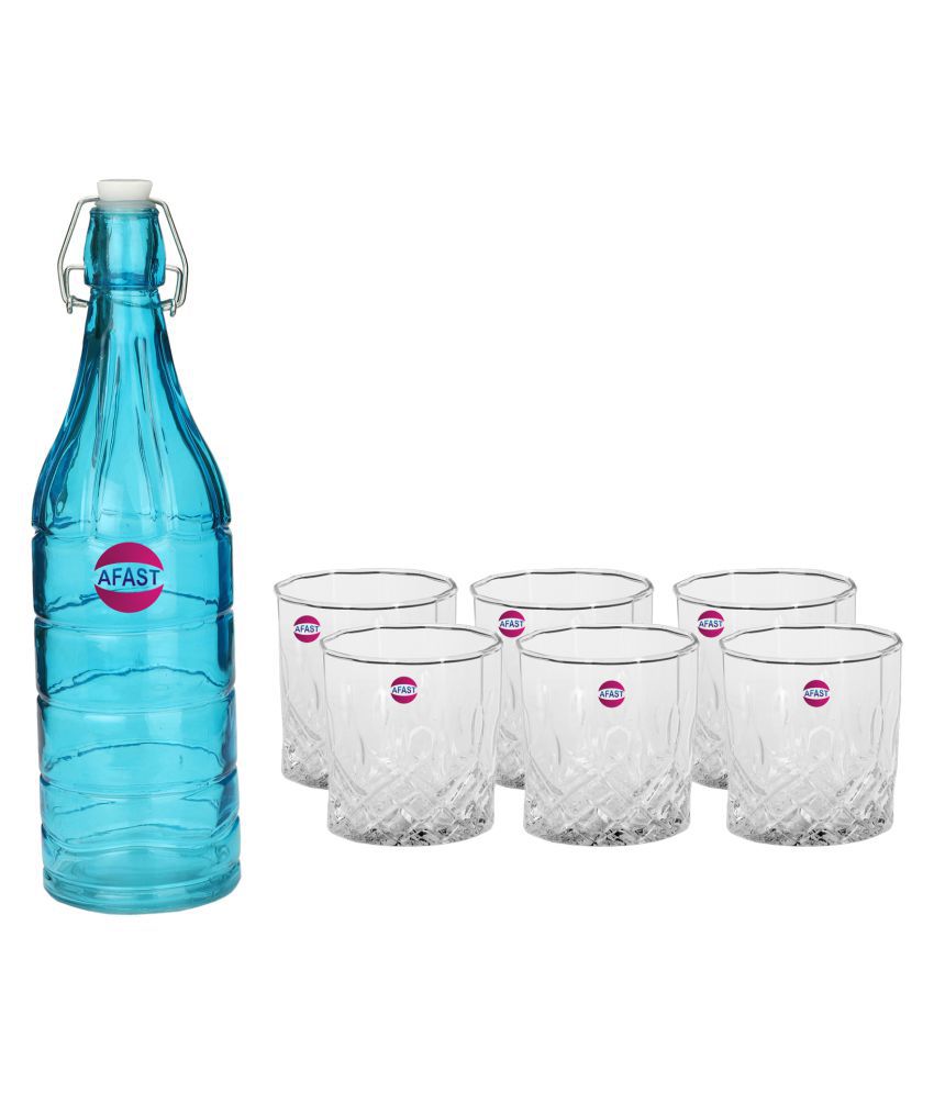     			Somil Glass Bottle Glass Set, Transparent, Pack Of 7, 1000 ml