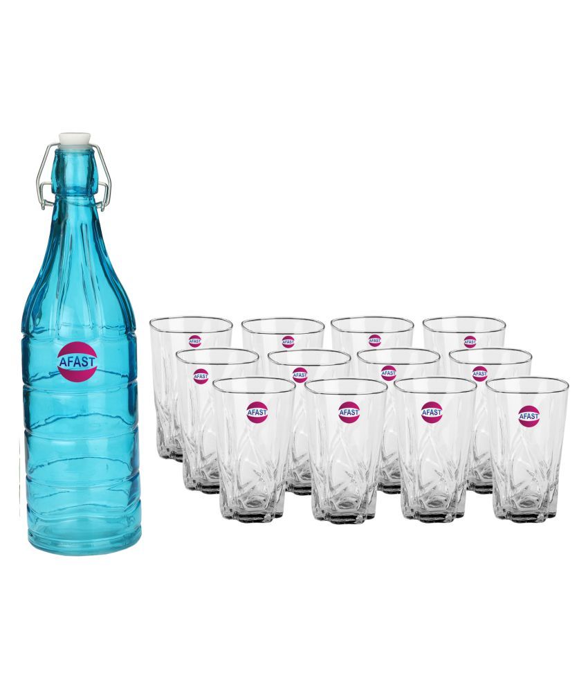     			Somil Glass Bottle Glass Set, Transparent, Pack Of 13, 1000 ml