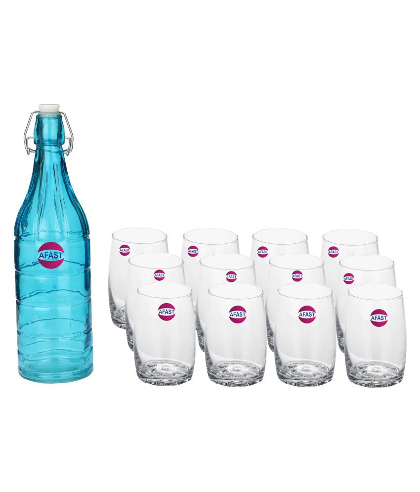     			Somil Glass Bottle Glass Set, Transparent, Pack Of 13, 1000 ml