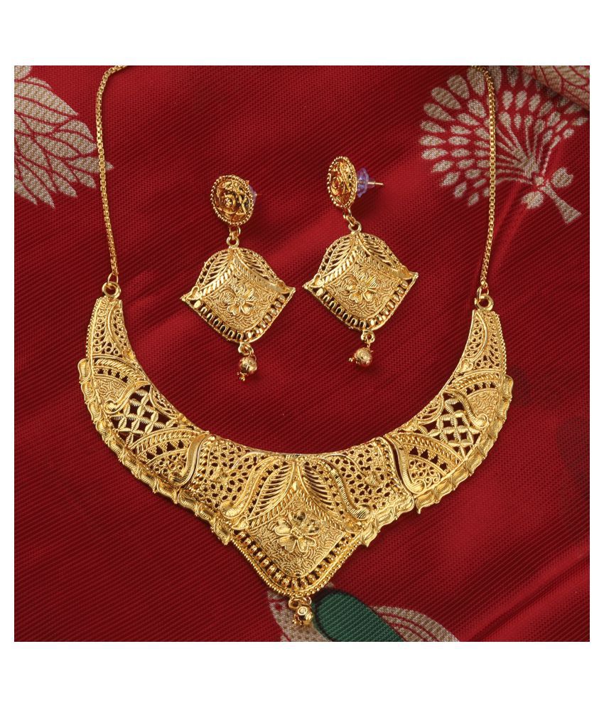     			SILVER SHINE Elegant Gold Plated Traditional Jewellery Set For women girl