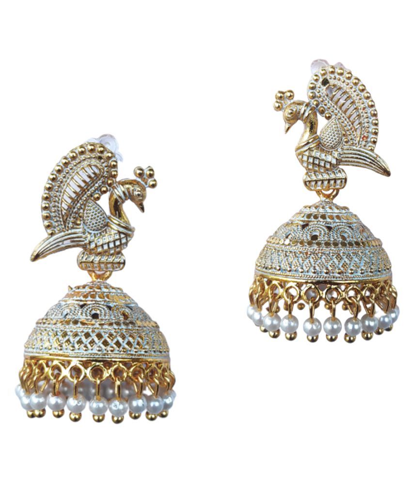 white gold jhumka earrings