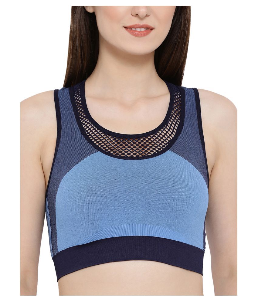     			Clovia Blue Poly Spandex Solid Sports Bra