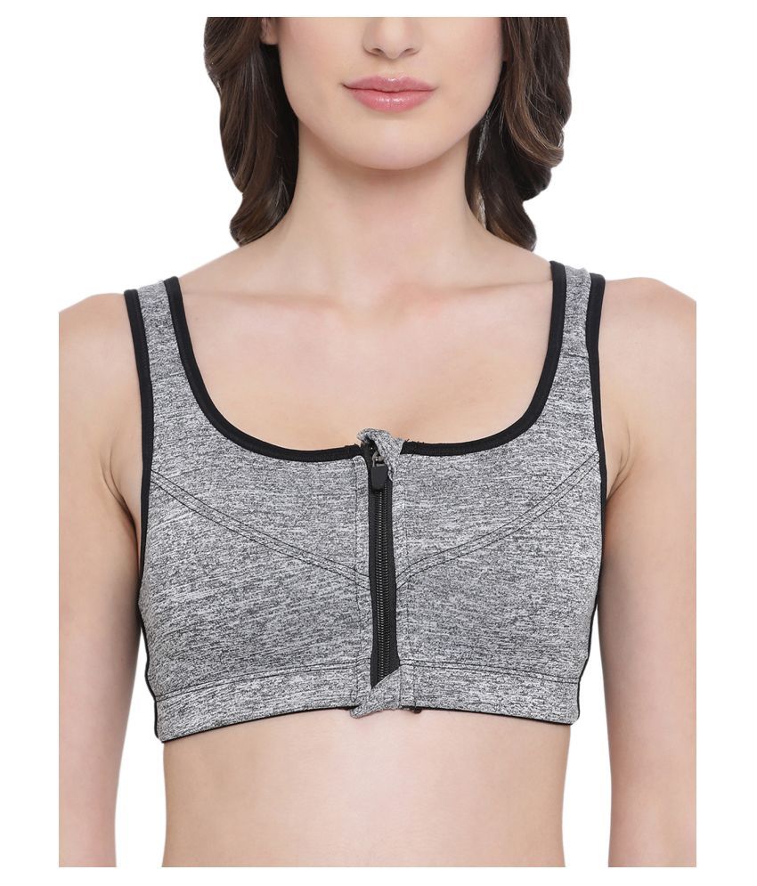     			Clovia Grey Poly Spandex Solid Sports Bra