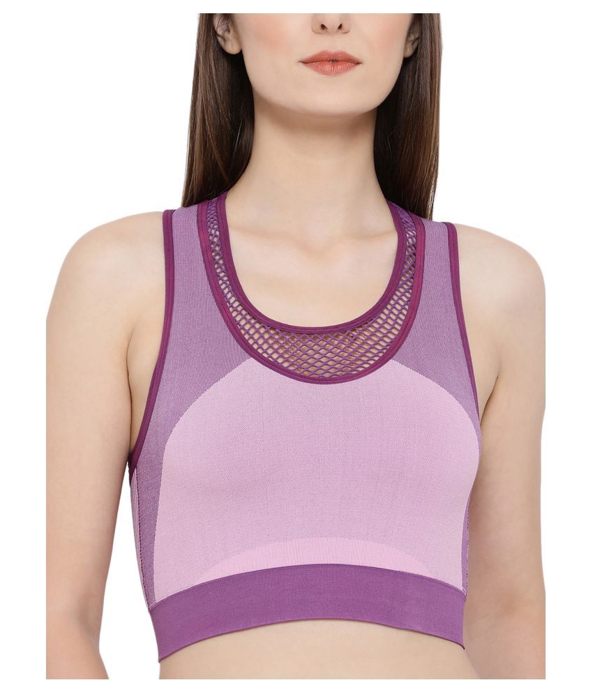     			Clovia Purple Poly Spandex Solid Sports Bra