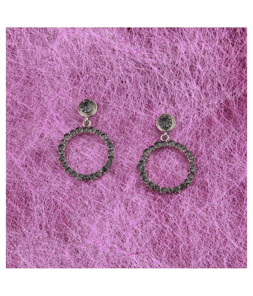     			SILVER SHINE Antique Stylish Black Diamond Drop Earring For Women Girl