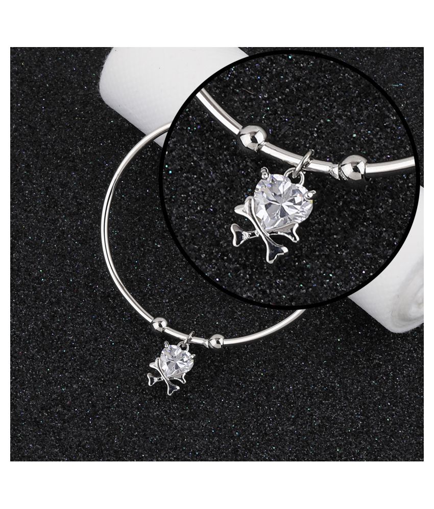     			SILVER SHINE Antique Designer Adjustable Bracelet With Diamond For Women Girls