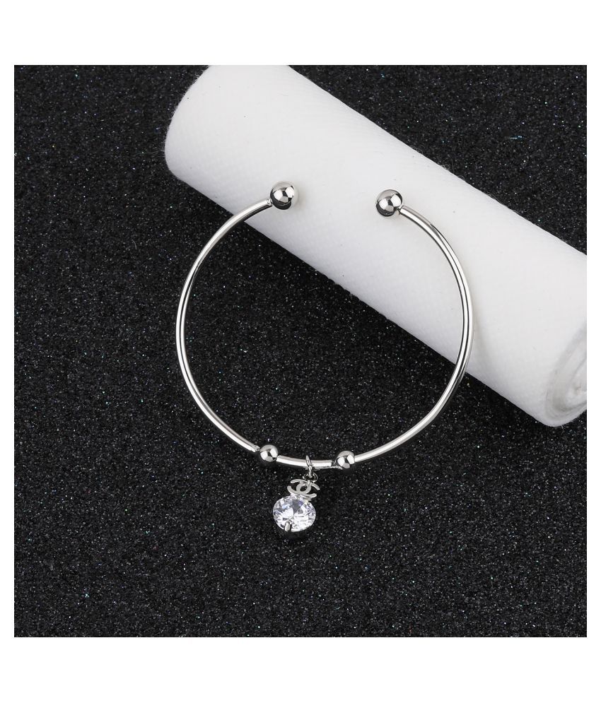     			SILVER SHINE Charm Stylish Look Adjustable Bracelet With Diamond For Women Girls