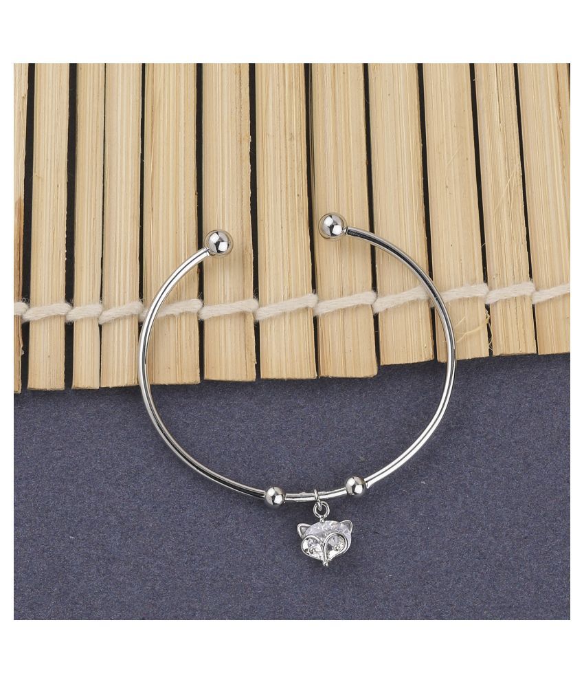     			SILVER SHINE Party Wear Designer Adjustable Bracelet With Diamond For Women Girls