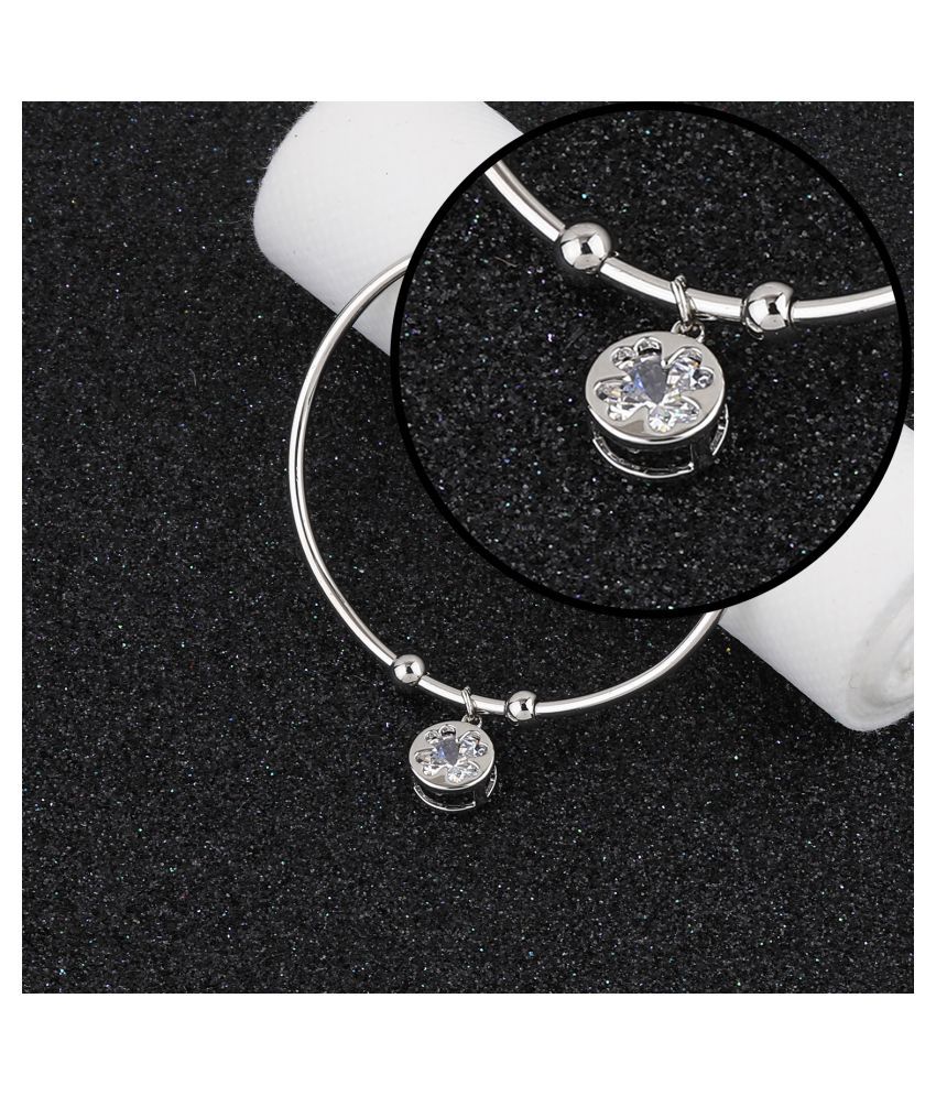     			SILVER SHINE Party Wear Elegant Look  Adjustable Bracelet With Diamond For Women Girls