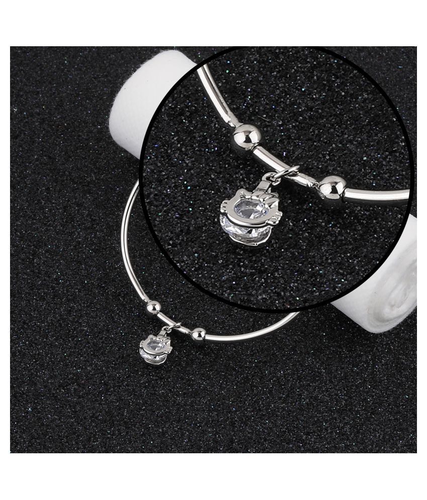     			SILVER SHINE Stylish Delicated  Adjustable Bracelet With Daimond For Women Girls