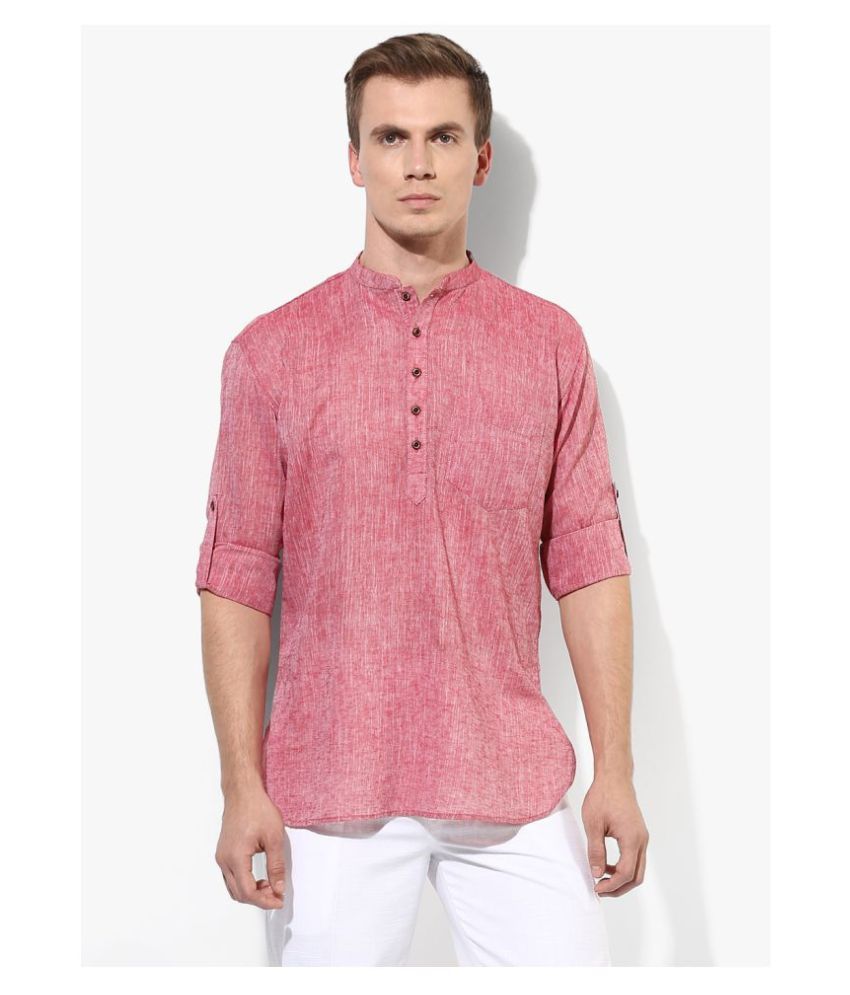     			Hangup Red Linen Kurta Single