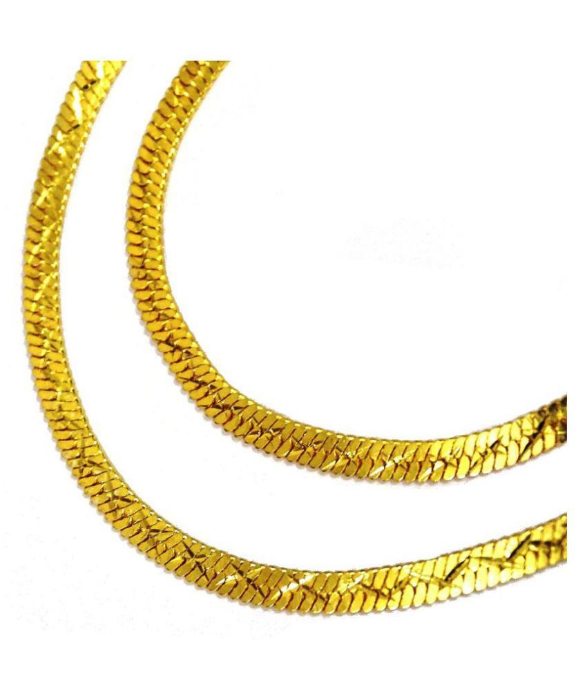 Aegisto 4mm Gold Plated Flat Snake Chain 22 Inch for Men & Women: Buy Aegisto 4mm Gold Plated ...