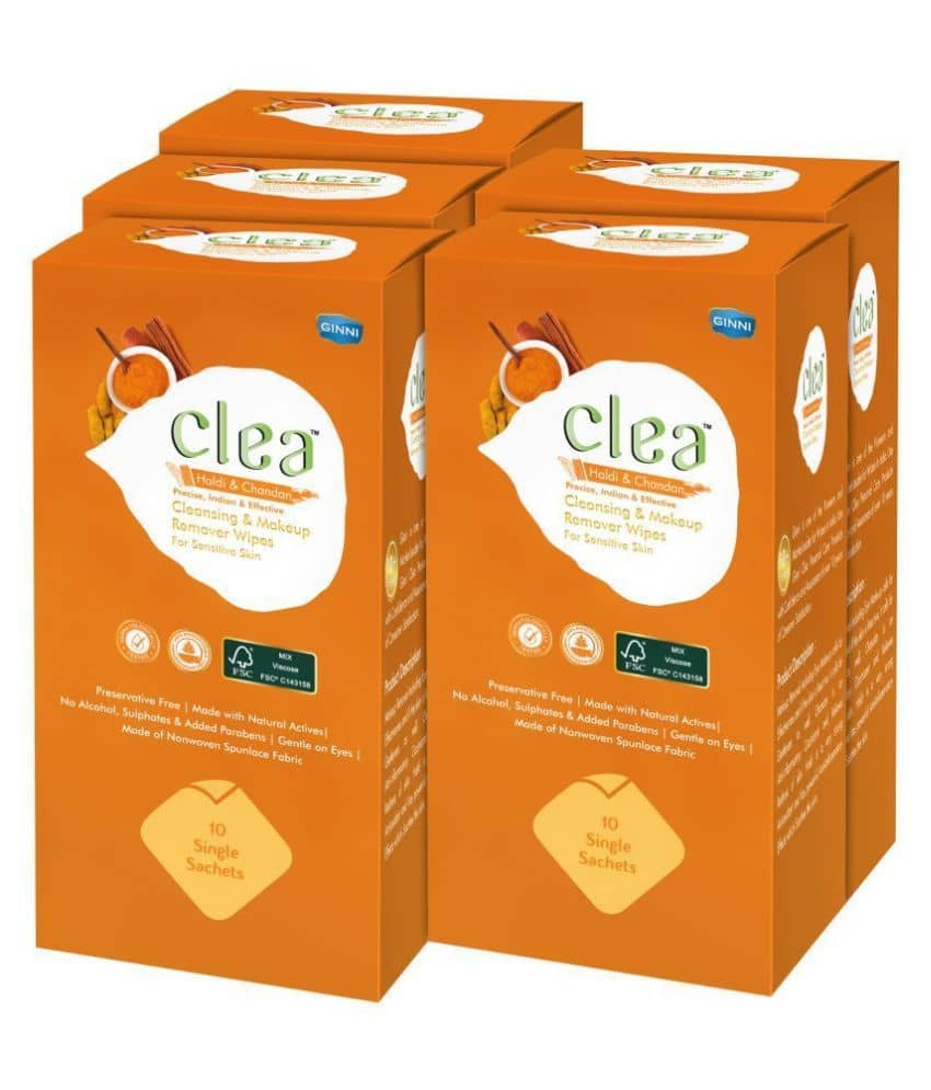 Clea Cleansing & Makeup Remover Wipes Haldi & Chandan (Single Pack Wipe