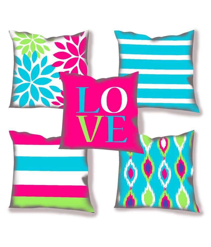 HK Collection Set of 5 Jute Cushion Covers 40X40 cm (16X16) Buy Online