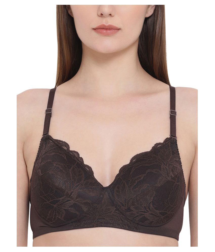     			Clovia Lace Lightly Padded Women's Everyday Bra ( Brown )