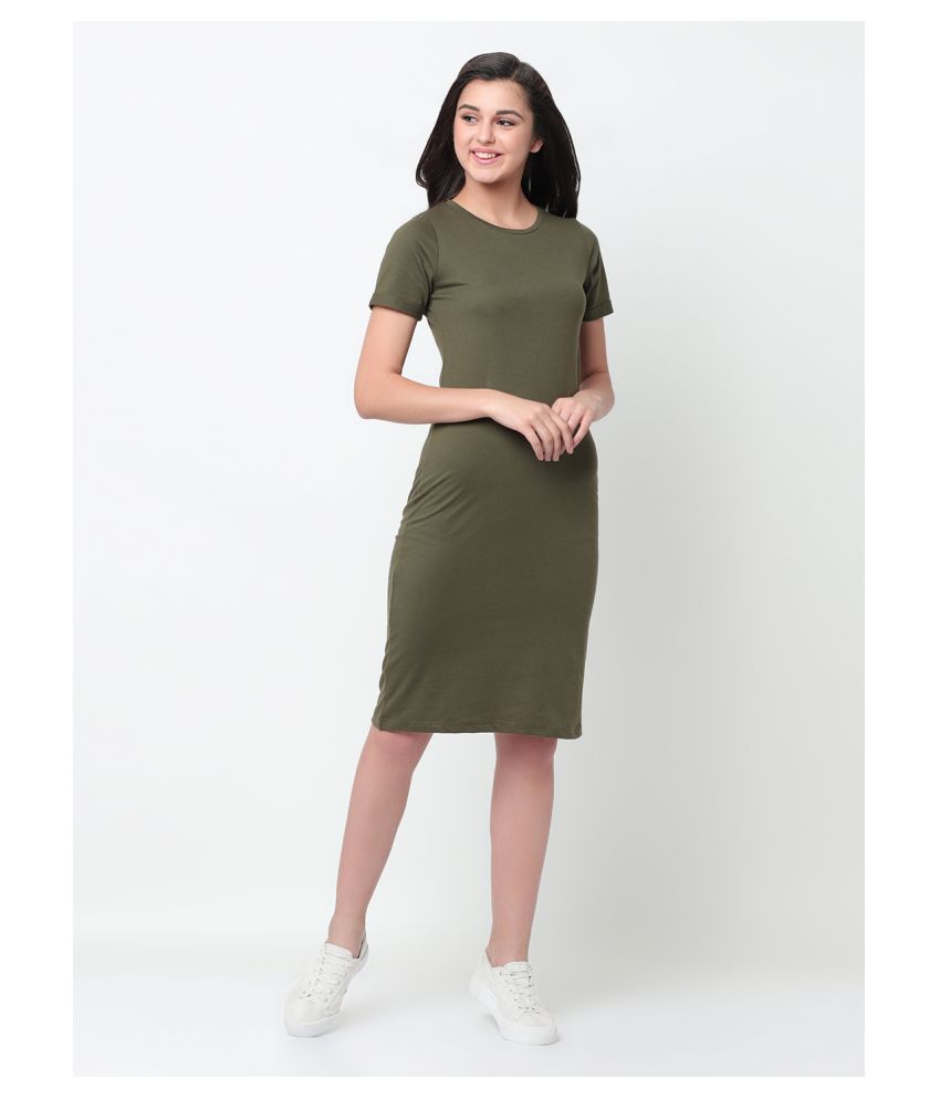     			Rigo Cotton Green Bodycon Dress