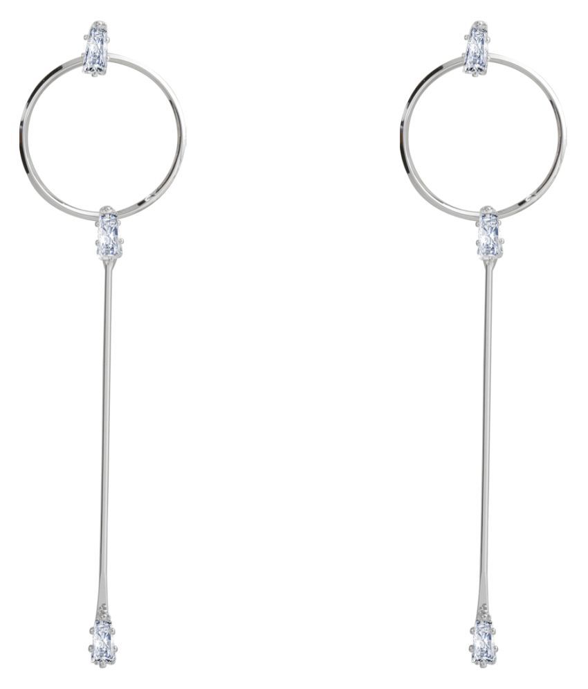     			Silver Shine Alluring Silver With Diamond Hanging Drop Earring For Girls And Women