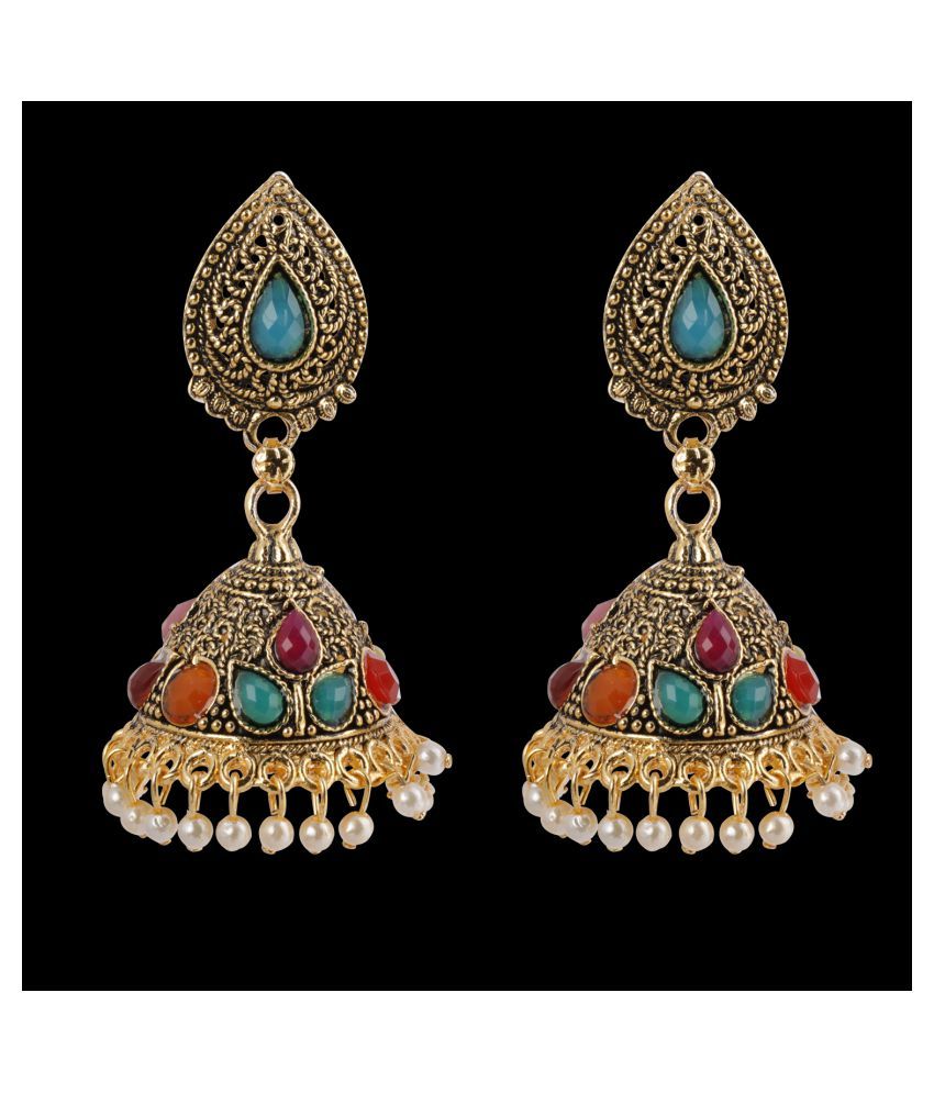     			Silver Shine Attractive Multicolor Dangle Drop Jhumki Earrings