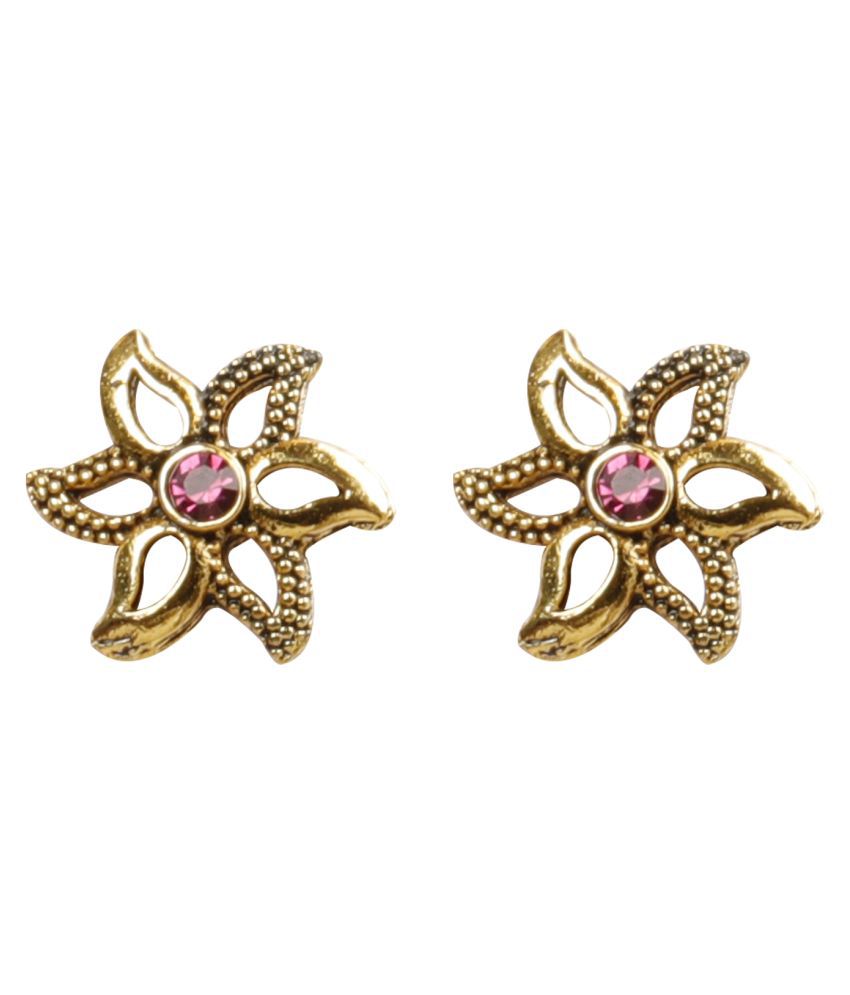    			Silver Shine Elegant Pink Diamond Flower Stud Earrings
