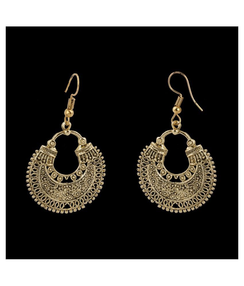     			Silver Shine Facinating Chandbali Unique Golden Earrings for Women