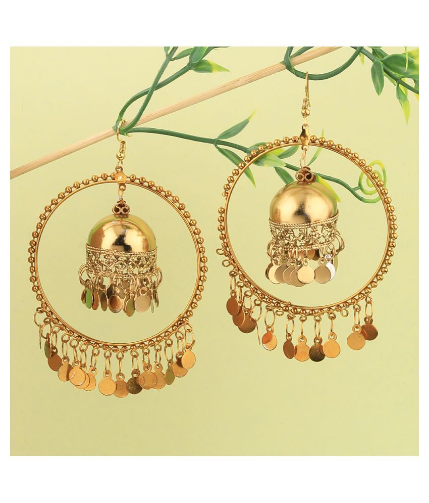     			Silver Shine Stylish Party Wear Golden  jumki Dangle Earrings For Women Girl