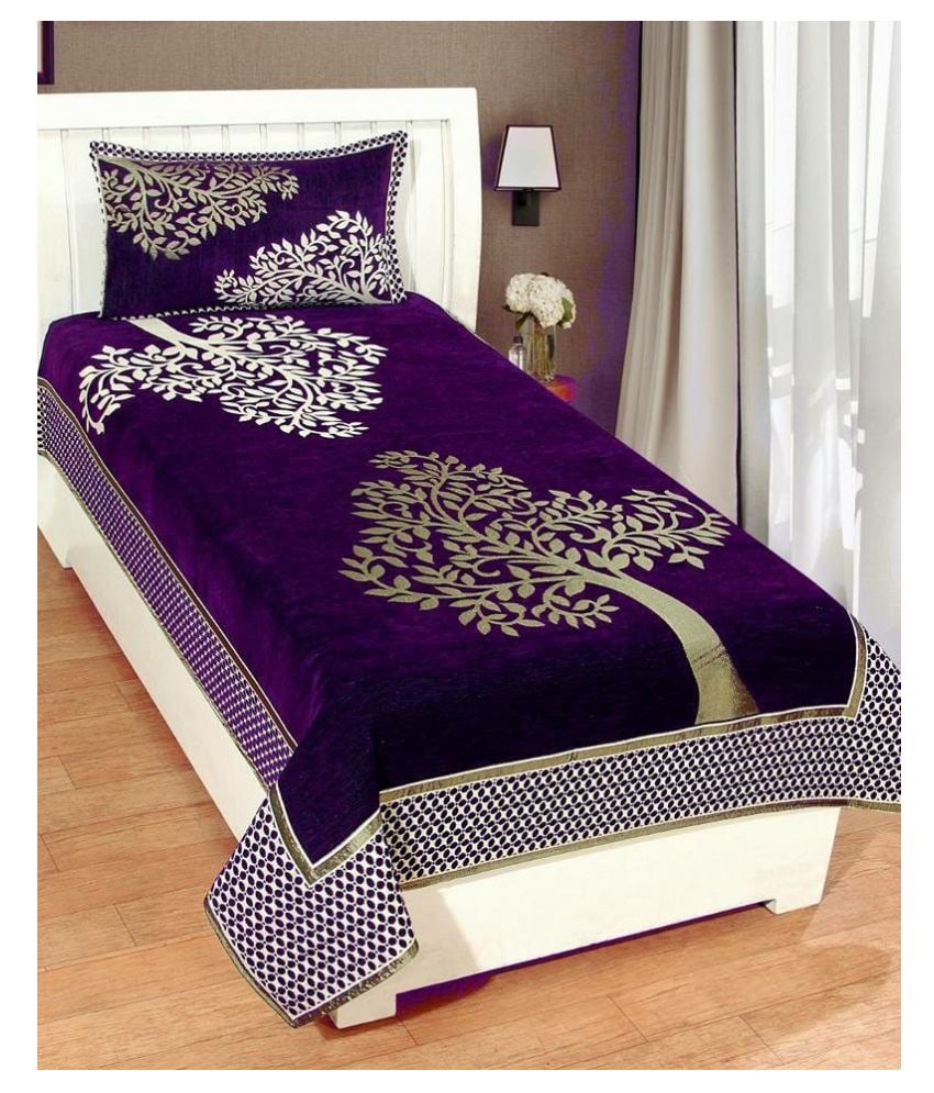luvnoor handloom Chenille Single Bedsheet with 1 Pillow Cover Buy