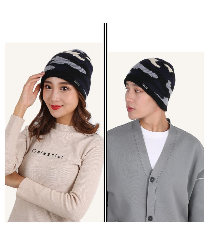     			Edifier Woollen Winter Cap for Men & Women (Pack of 2)