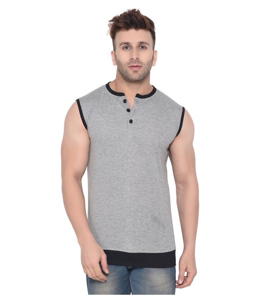     			Tfurnish Cotton Blend Grey Solids T-Shirt