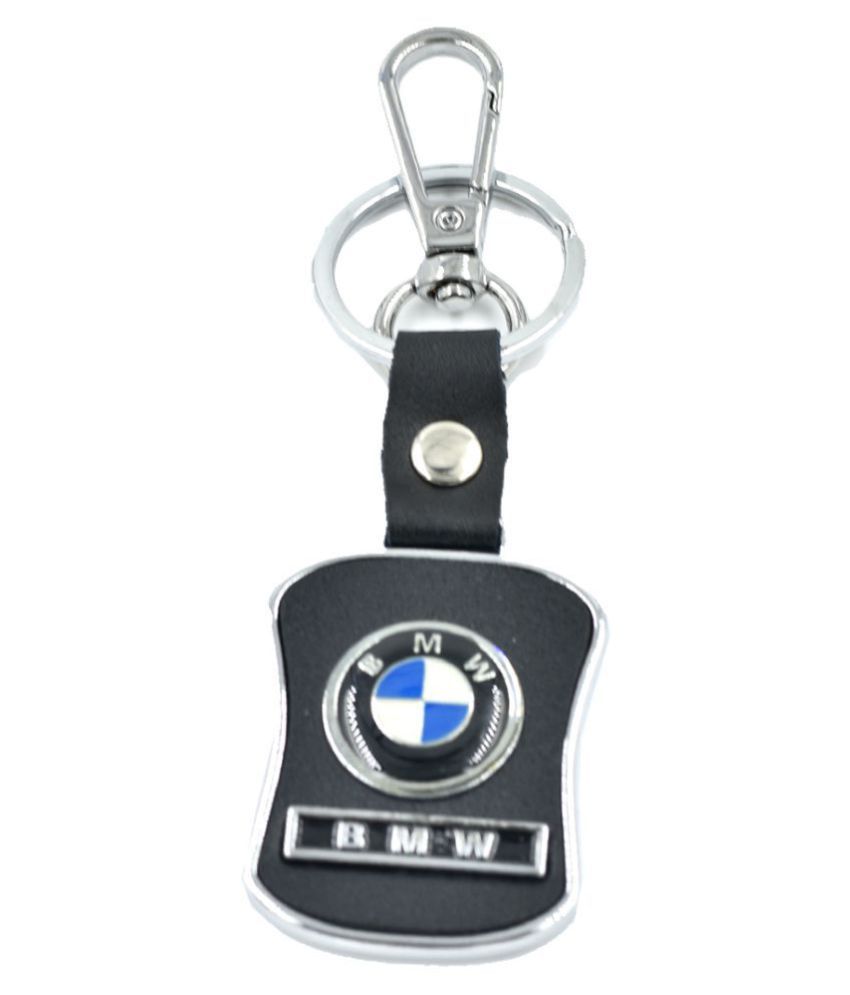 Faynci Quality Leather Keychain Compatible for BMW with Chrome Metal Locking Key chain Buy