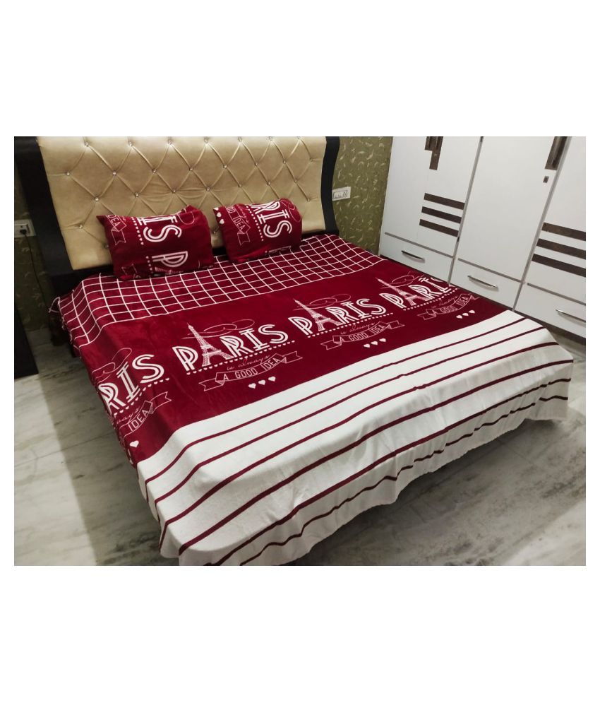 luvnoor handloom Velvet Double Bedsheet with 2 Pillow Covers Buy