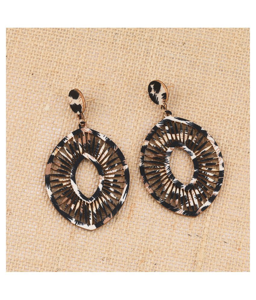     			SILVER SHINE Elegant Dangler  Wooden Earrings For Girls and Women