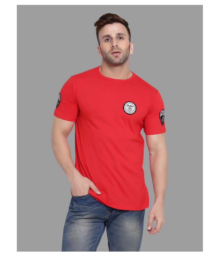     			Tfurnish Cotton Blend Red Solids T-Shirt