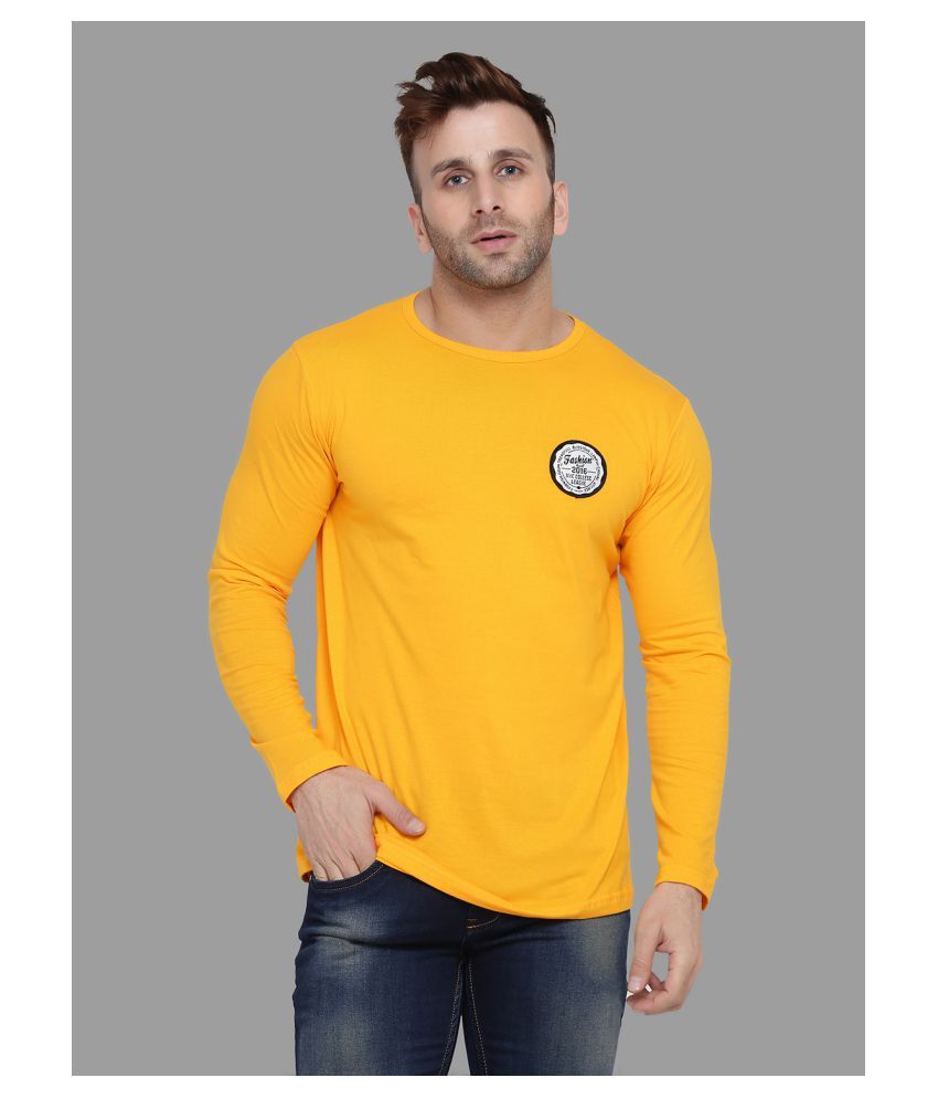     			Tfurnish Cotton Blend Yellow Solids T-Shirt