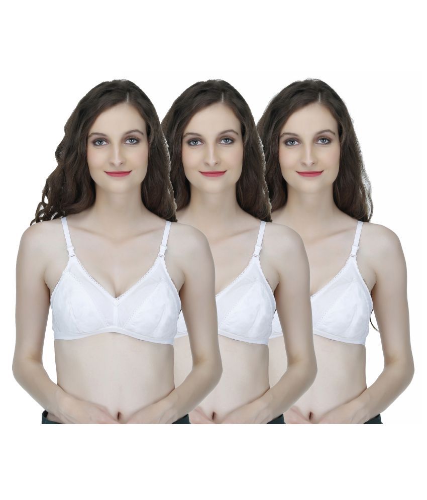     			Elina Pack of 3 Cotton Non Padded Women's T-Shirt Bra ( White )