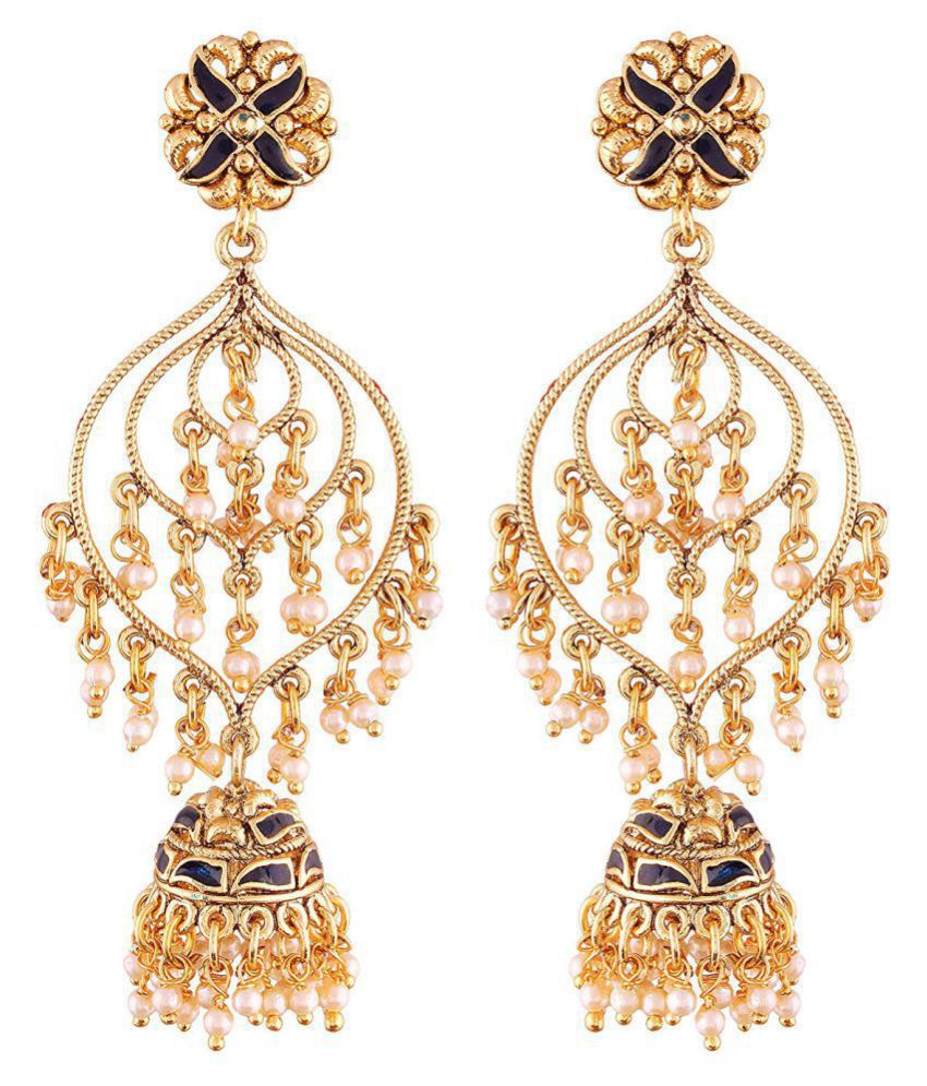 Peora Traditional Jewellery 18K Gold Plated Pearl Jhumki Earrings for ...