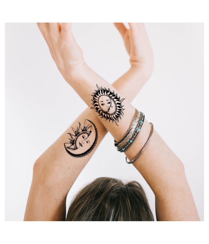Ordershock Sun and Moon Tattoo Design Men Women Waterproof Temporary Body  Tattoo: Buy Ordershock Sun and Moon Tattoo Design Men Women Waterproof  Temporary Body Tattoo at Best Prices in India - Snapdeal