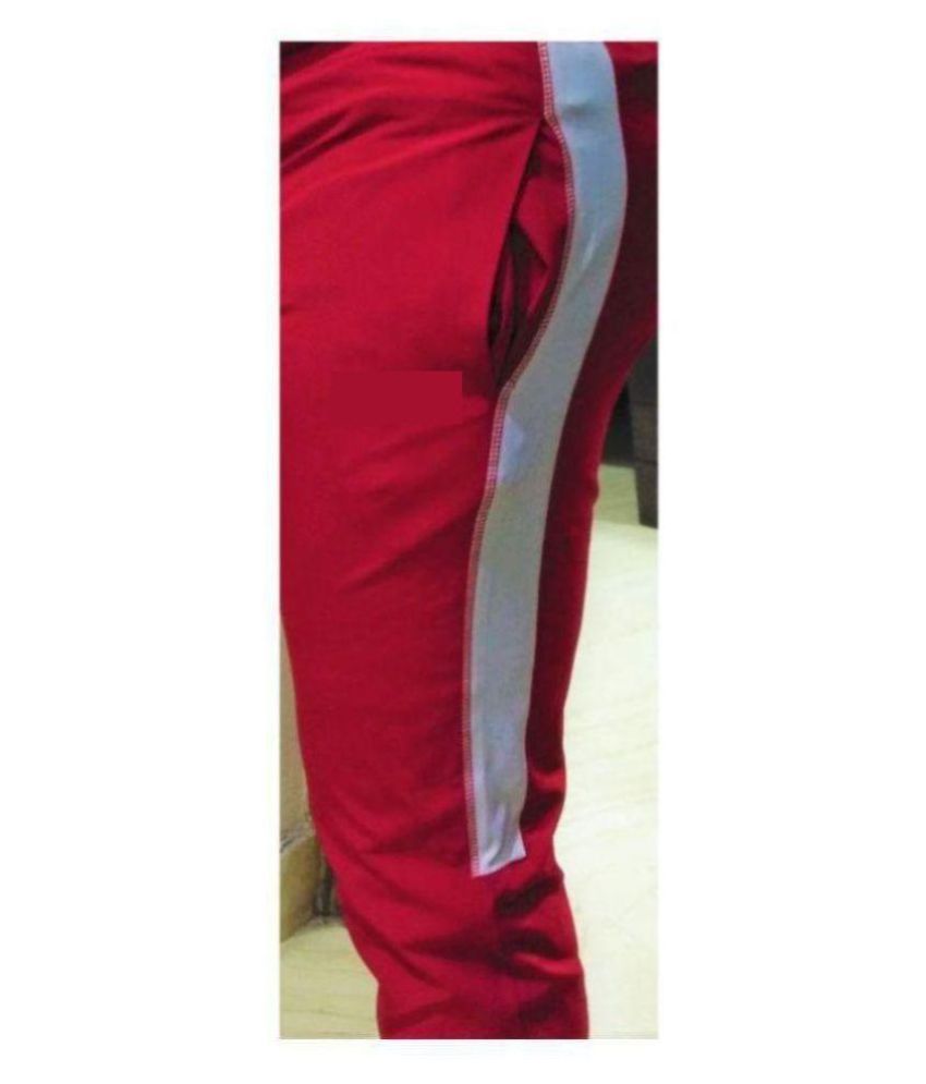 red polyester pants