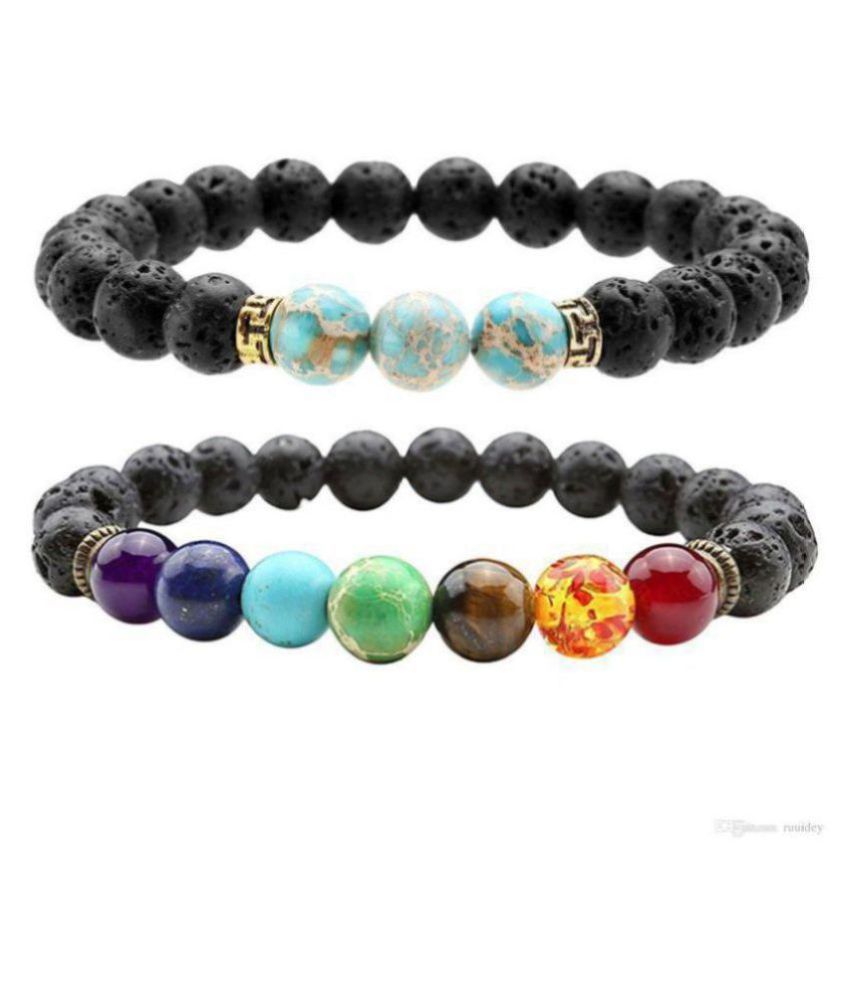     			Seven Chakra Bracelet With Lava Couple Bracelet Relationship Bracelet