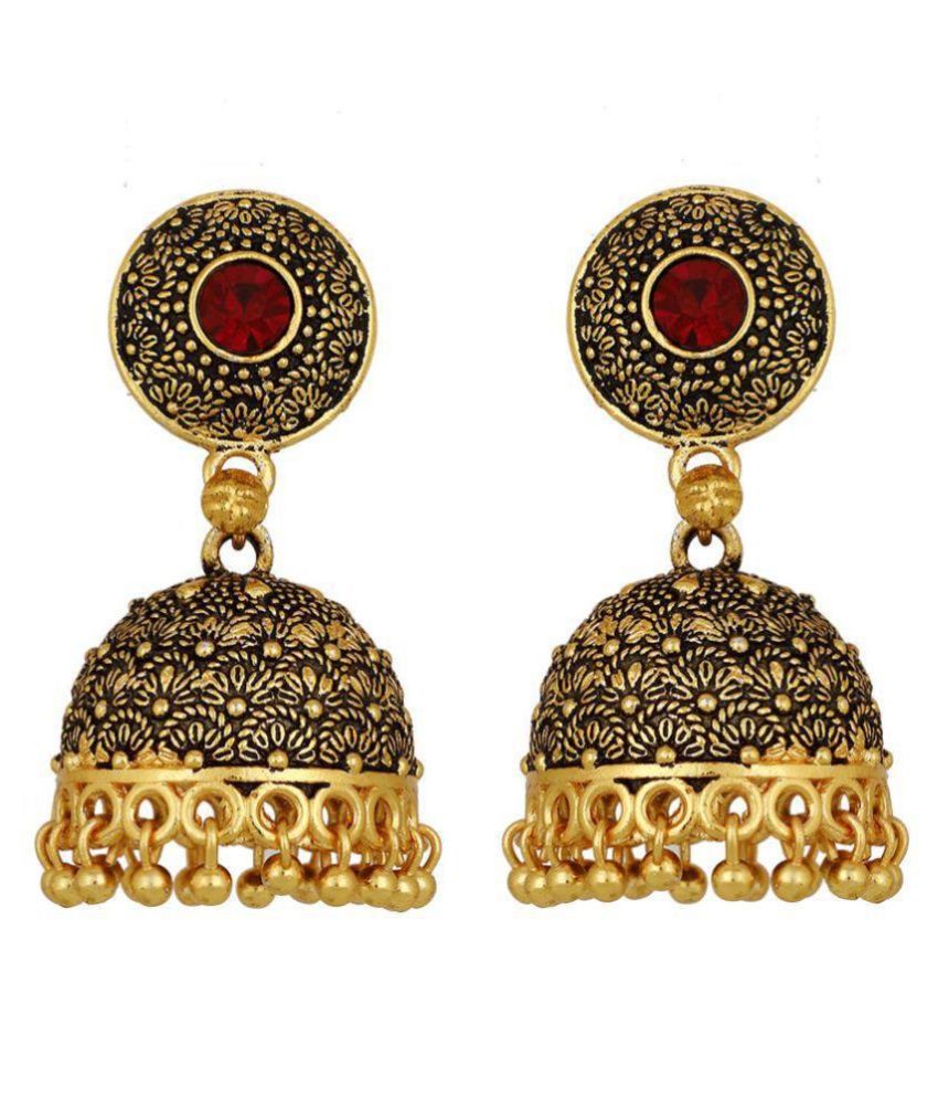     			"Piah Fashion Alluring Antic Black Matel Gold plating  oxidised Jumkhi  Earring for Women"