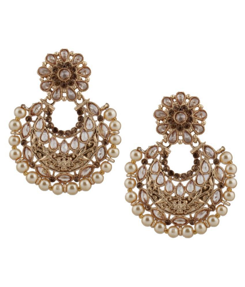     			Piah Fashion Appealing Gold Finishing Pearl Dangle Earrings