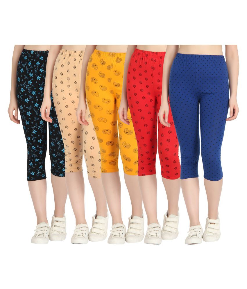     			Diaz Multi Color Cotton Lycra Printed Capri