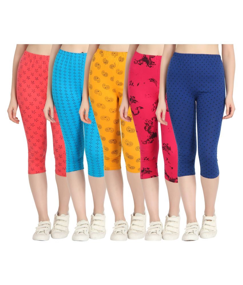     			Diaz Multi Color Cotton Lycra Printed Capri