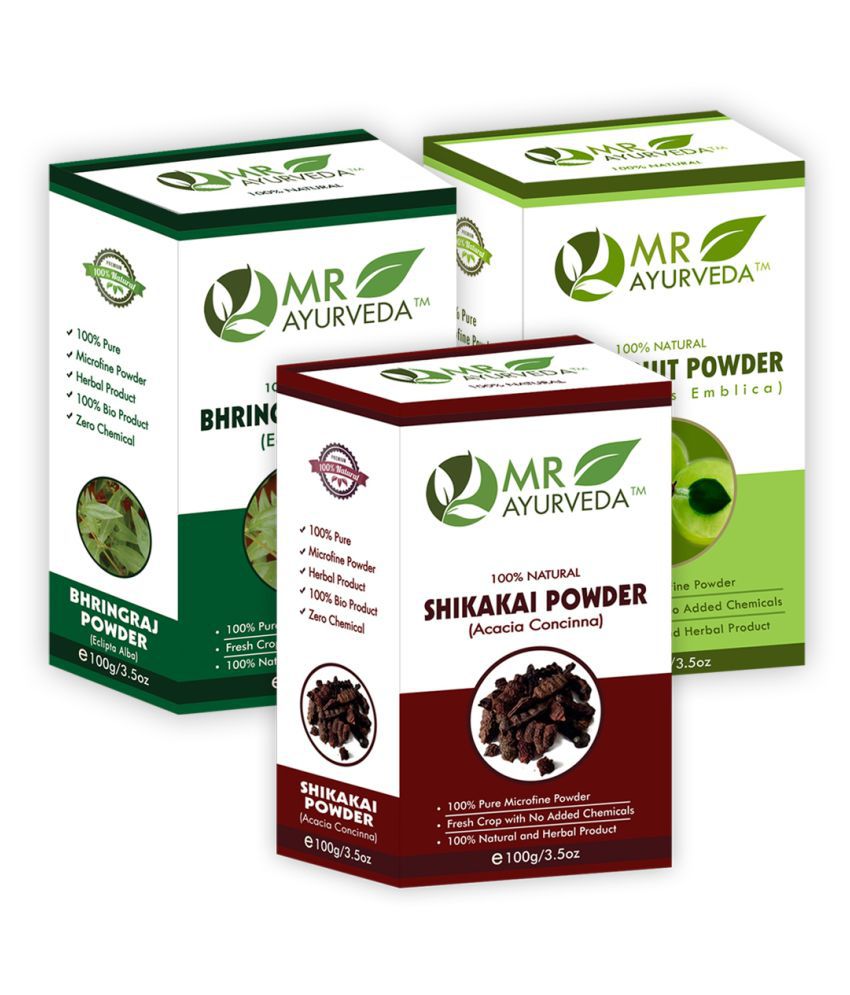     			MR Ayurveda 100% Organic Shikakai, Bhringraj and Amla Powder Hair Scalp Treatment 300 g Pack of 3