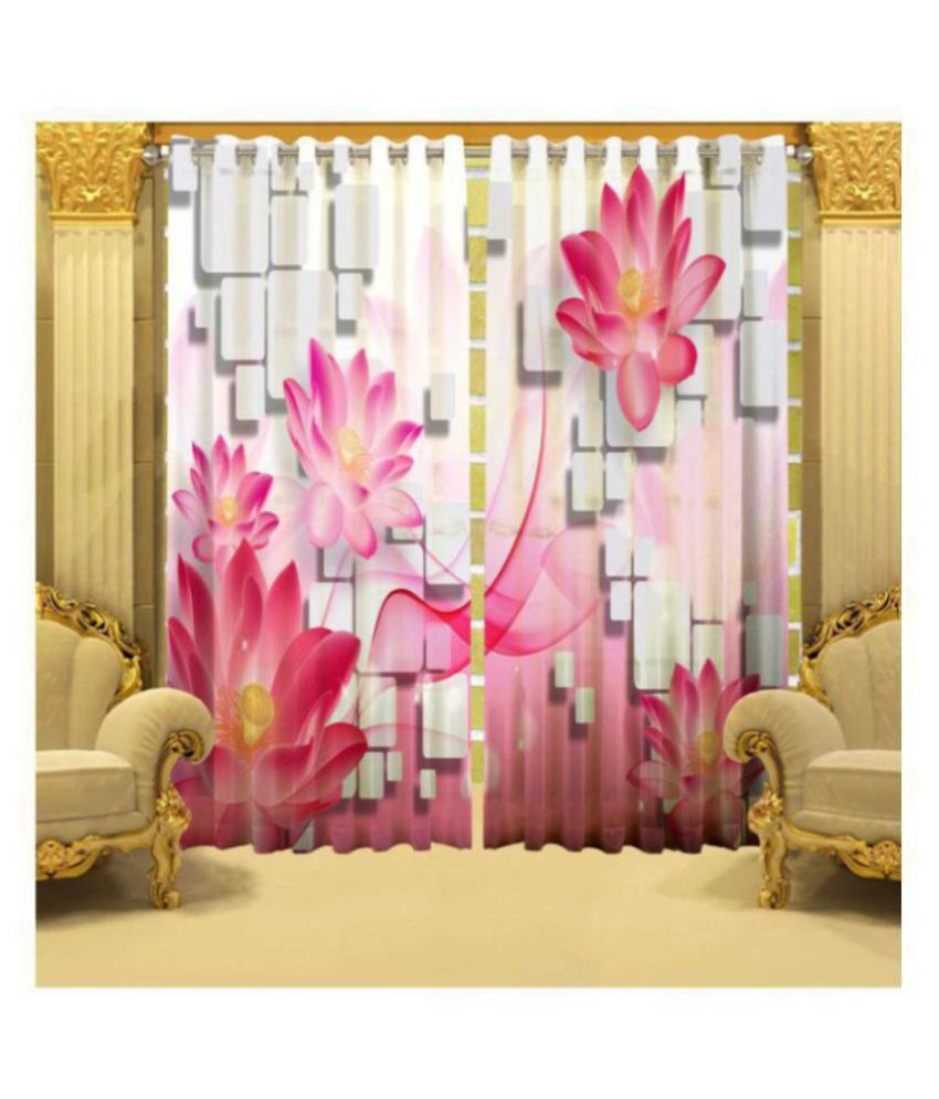     			B7 CREATIONS Set of 2 Door Semi-Transparent Eyelet Polyester Curtains Multi Color